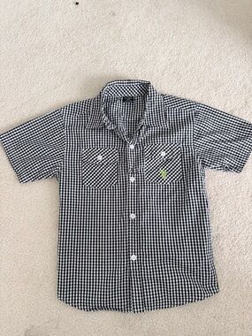 US Polo Checkered button-Front Shirt with Pocket Accent - Black & White